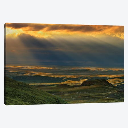 Canada, Saskatchewan, Grasslands National Park. Killdeer Badlands at sunset. Canvas Print #JYG486} by Jaynes Gallery Canvas Wall Art