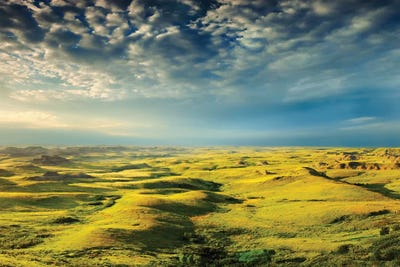 Canada, Saskatchewan, Grasslands National Park. Killdeer Badlands formations. by Jaynes Gallery framed wall art