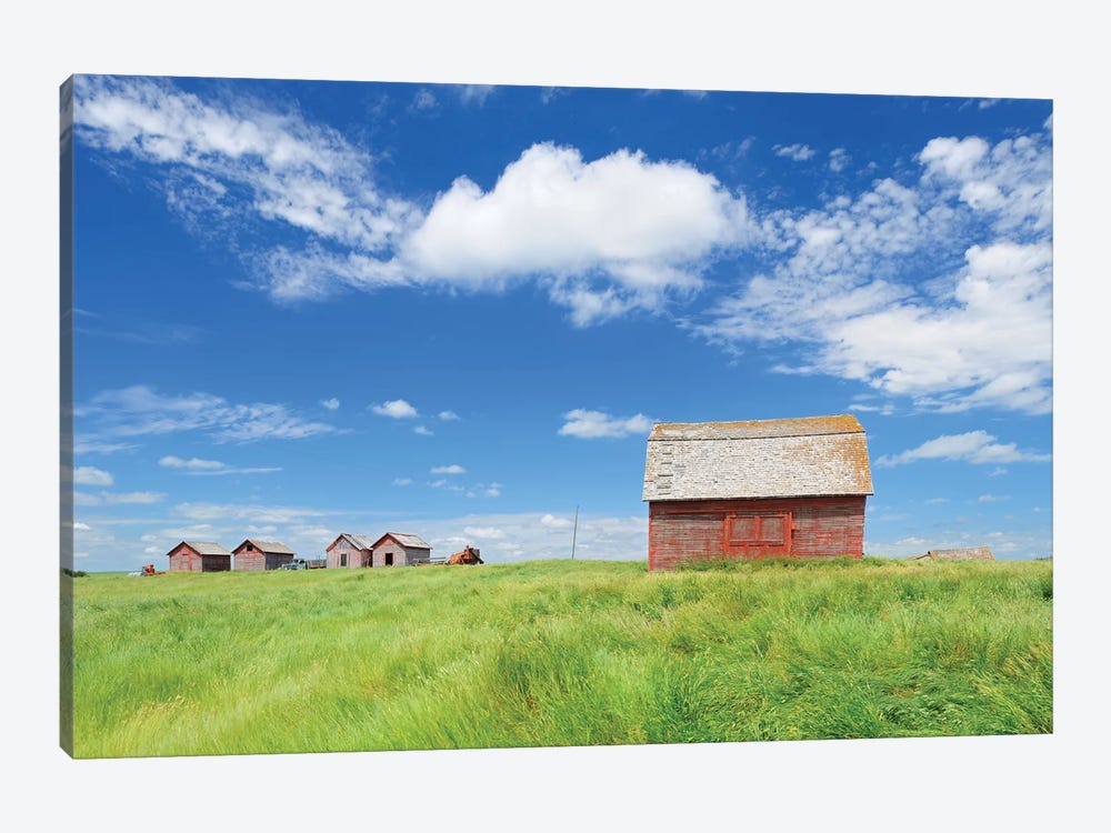 Canada, Saskatchewan, Hazenmore. Wooden granaries. by Jaynes Gallery 1-piece Canvas Art Print