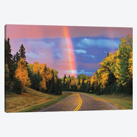 Canada, Saskatchewan, Prince Albert National Park. Rainbow after storm. Canvas Print #JYG495} by Jaynes Gallery Canvas Print