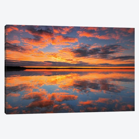 Canada, Saskatchewan, Prince Albert National Park. Sunrise on Namekus Lake. Canvas Print #JYG497} by Jaynes Gallery Art Print