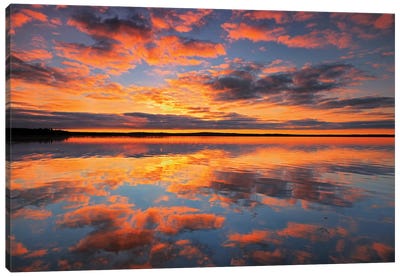 Canada, Saskatchewan, Prince Albert National Park. Sunrise on Namekus Lake. Canvas Art Print