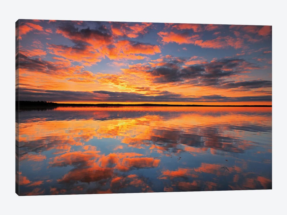 Canada, Saskatchewan, Prince Albert National Park. Sunrise on Namekus Lake. by Jaynes Gallery 1-piece Art Print