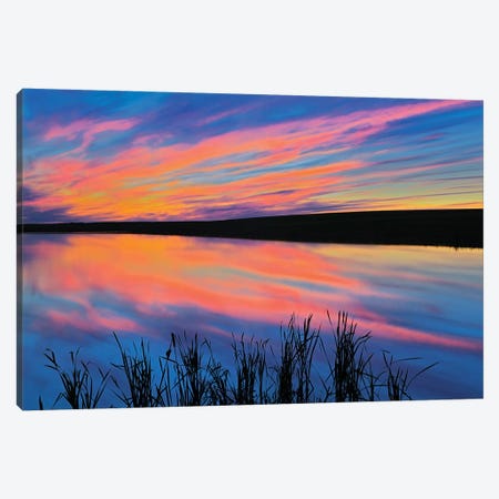 Canada, Saskatchewan, Viscount. Sunset reflected in pond. Canvas Print #JYG498} by Jaynes Gallery Canvas Artwork
