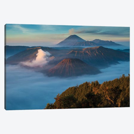 Indonesia, East Java. Overview of Mt. Bromo and Mt. Merapi. Canvas Print #JYG49} by Jaynes Gallery Canvas Art