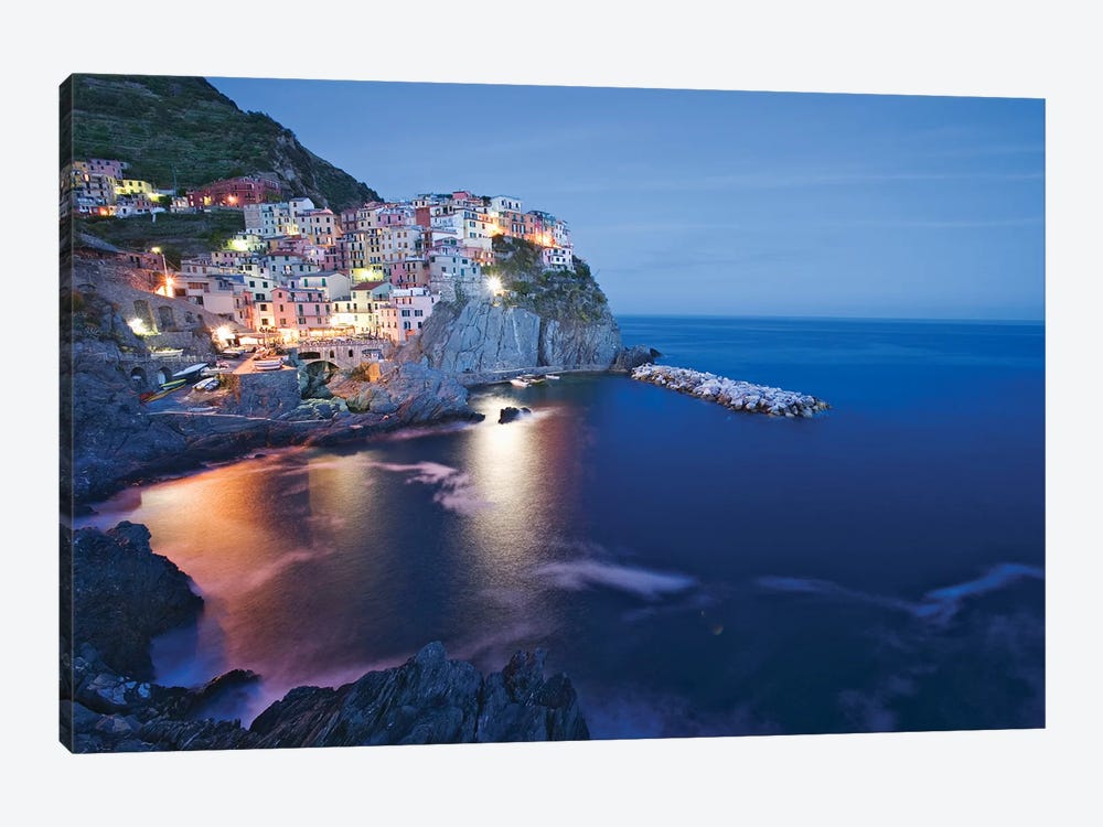 Italy, Manarola. Town and sea at sunset II by Jaynes Gallery 1-piece Art Print