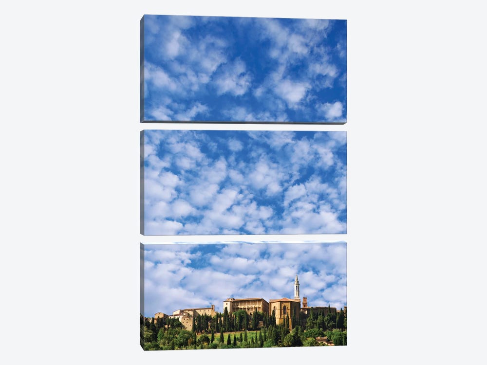 Italy, Pienza. Landscape and hilltop town. by Jaynes Gallery 3-piece Canvas Artwork