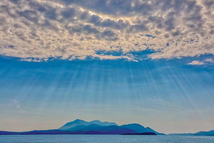 Croatia, Korcula. God rays and island.