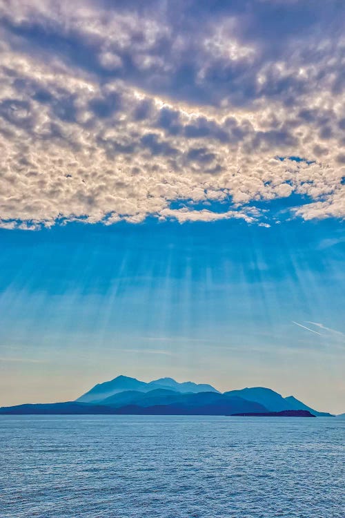 Croatia, Korcula. God rays and island.