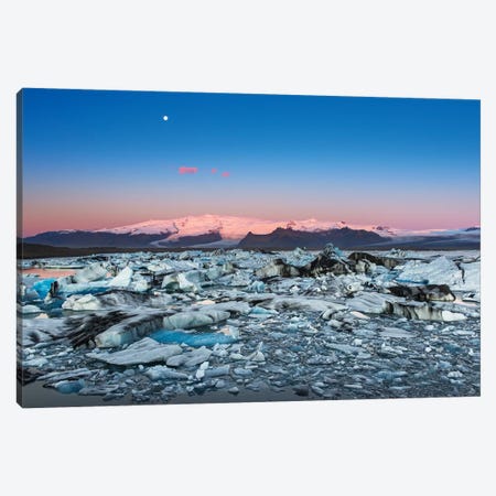 Iceland, Jokulsarlon Glacier. Autumn sunrise on glacier. Canvas Print #JYG558} by Jaynes Gallery Canvas Art Print