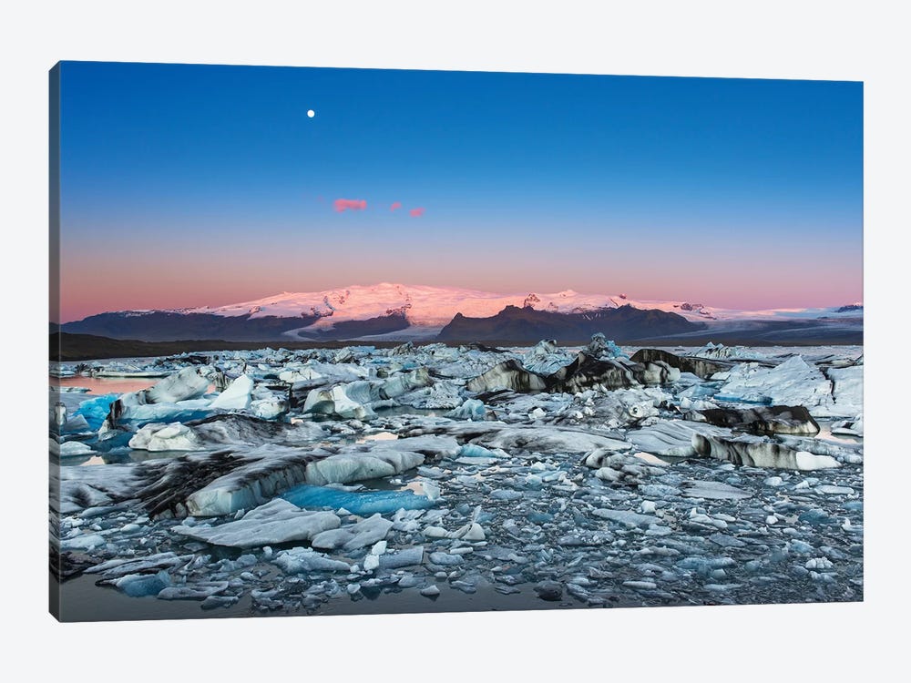 Iceland, Jokulsarlon Glacier. Autumn sunrise on glacier. by Jaynes Gallery 1-piece Canvas Art Print
