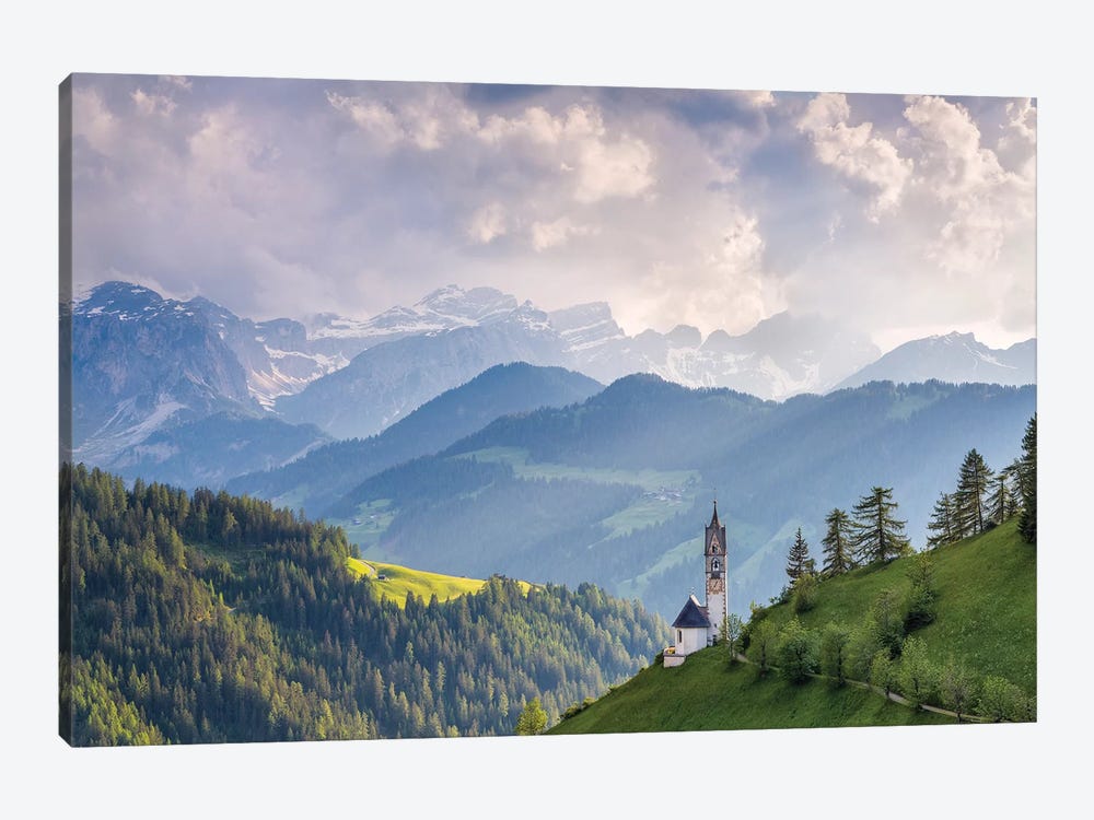 Italy, Dolomites, Wengen. Landscape with Chapel of St. Barbara.  by Jaynes Gallery 1-piece Canvas Art