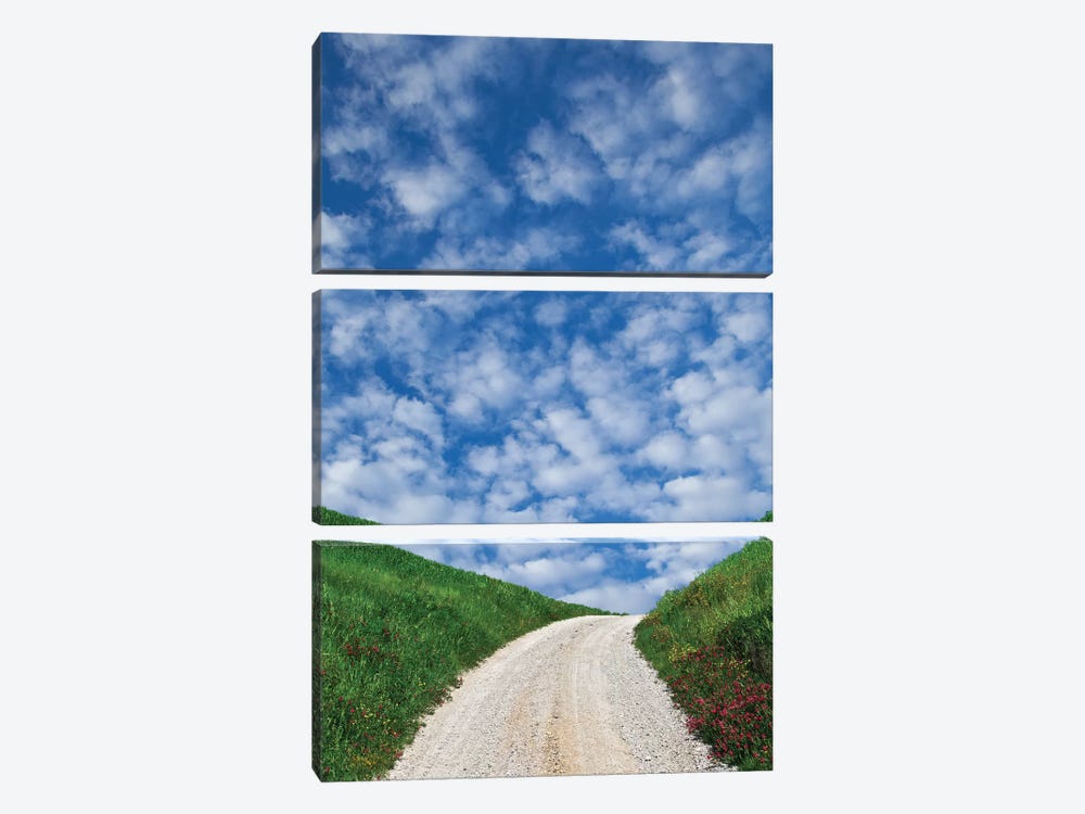 Italy, Tuscany. Dirt road to villa. by Jaynes Gallery 3-piece Canvas Art Print