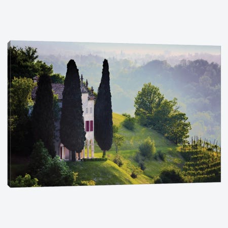Italy, Veneto, Asolo. Country house and cypress trees.  Canvas Print #JYG582} by Jaynes Gallery Canvas Artwork