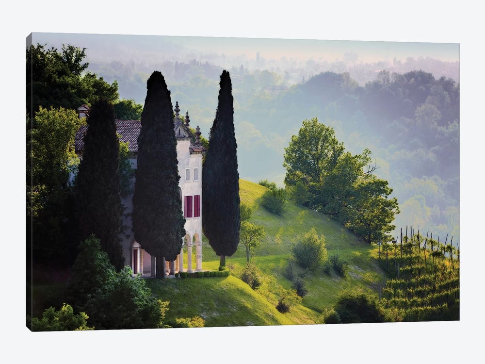 Italy, Veneto, Asolo. Country house and cypress trees.  by Jaynes Gallery 1-piece Canvas Artwork