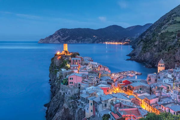 Liguria: Italy Vernazza Sunset On Town Ver. II by Jaynes Gallery