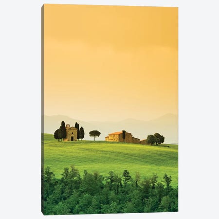 Italy, Tuscany. Landscape with church and villa. Canvas Print #JYG58} by Jaynes Gallery Canvas Art Print