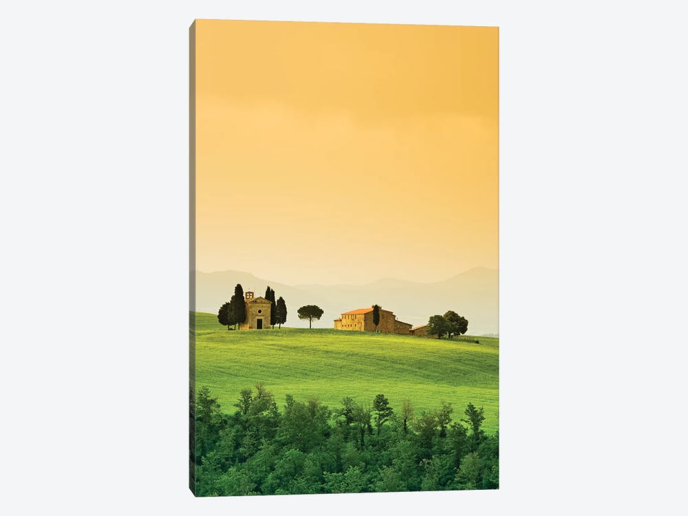 Italy, Tuscany. Landscape with church and villa. by Jaynes Gallery 1-piece Canvas Art