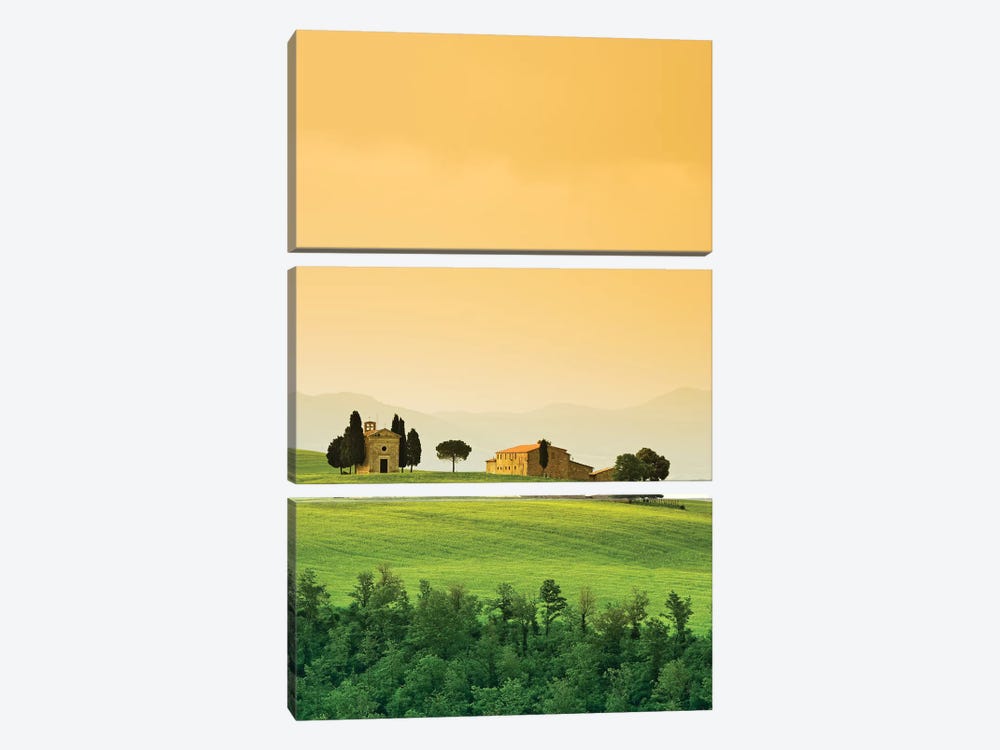 Italy, Tuscany. Landscape with church and villa. by Jaynes Gallery 3-piece Canvas Art