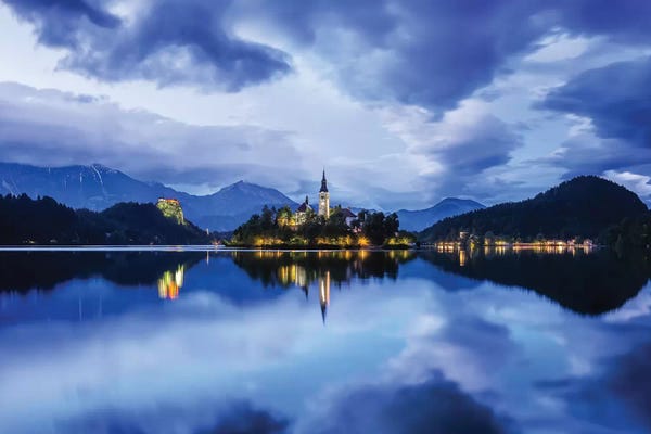 Slovenia. Lake Bled at sunset.