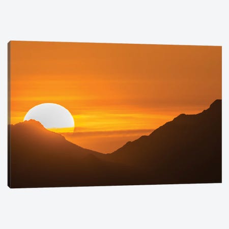 USA, Arizona, Saguaro National Park. Sunset and mountain silhouette.  Canvas Print #JYG619} by Jaynes Gallery Canvas Art