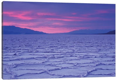 USA, California, Death Valley National Park. Salt flats at sunset. Canvas Art Print