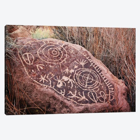 USA, California, Owens Valley. Petroglyphs covering boulder. Canvas Print #JYG632} by Jaynes Gallery Canvas Art