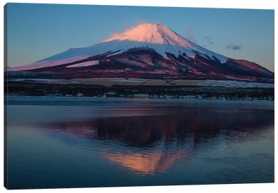 Japan, Honshu Island. Mt. Fuji and lake at sunrise. Canvas Art Print