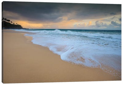 USA, Hawaii, Kauai. Cloudy morning at Secret Beach. Canvas Art Print - Kauai
