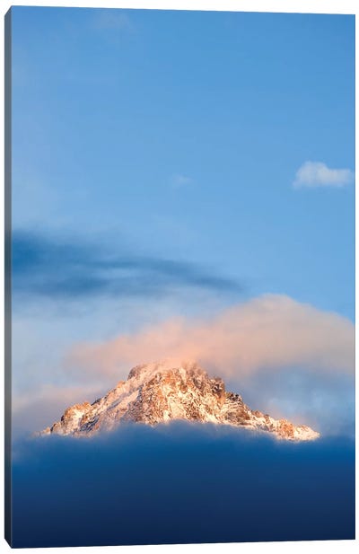 USA, Idaho, Sawtooth Range. Sunlit mountain and clouds. Canvas Art Print - Rocky Mountain Art Collection - Canvas Prints & Wall Art