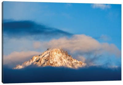 USA, Idaho, Sawtooth Range. Sunlit mountain and clouds. Canvas Art Print - Idaho Art