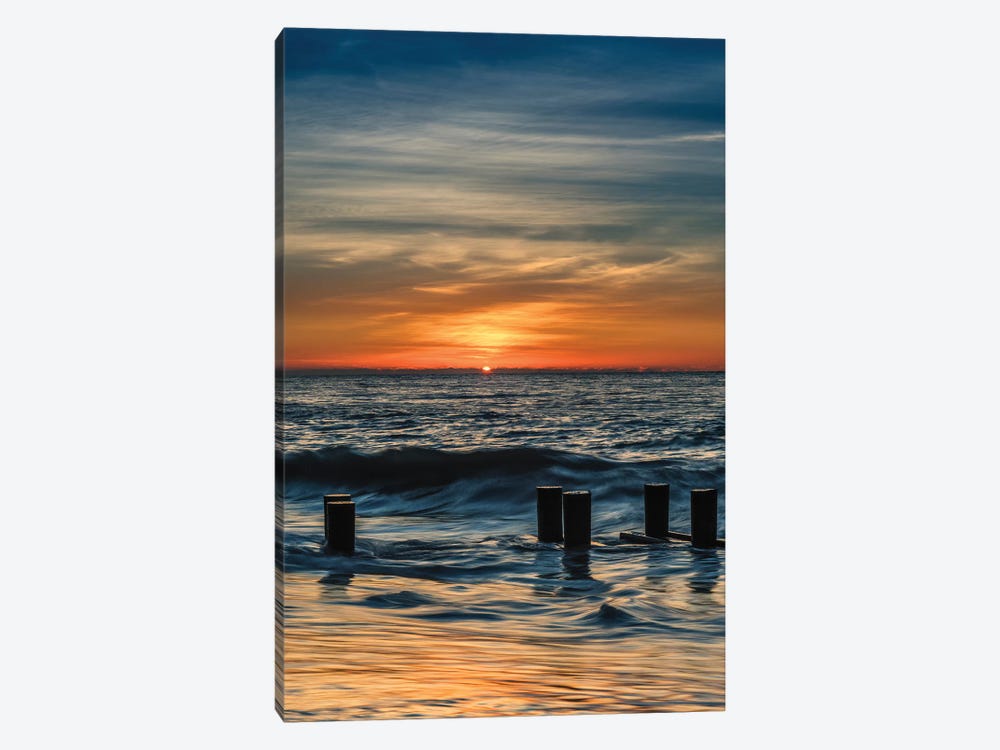 USA, New Jersey, Cape May National Seashore. Sunrise on winter shoreline.  by Jaynes Gallery 1-piece Canvas Art