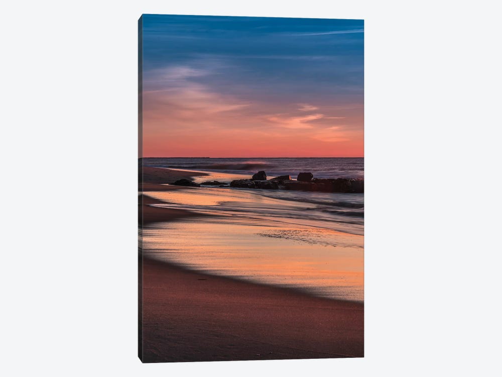 USA, New Jersey, Cape May National Seashore. Sunrise on winter shoreline.  by Jaynes Gallery 1-piece Canvas Art Print