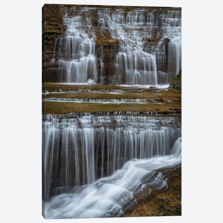 USA, New York, Watkins Glen. Waterfall cascade over rock.  Canvas Print #JYG748} by Jaynes Gallery Canvas Art
