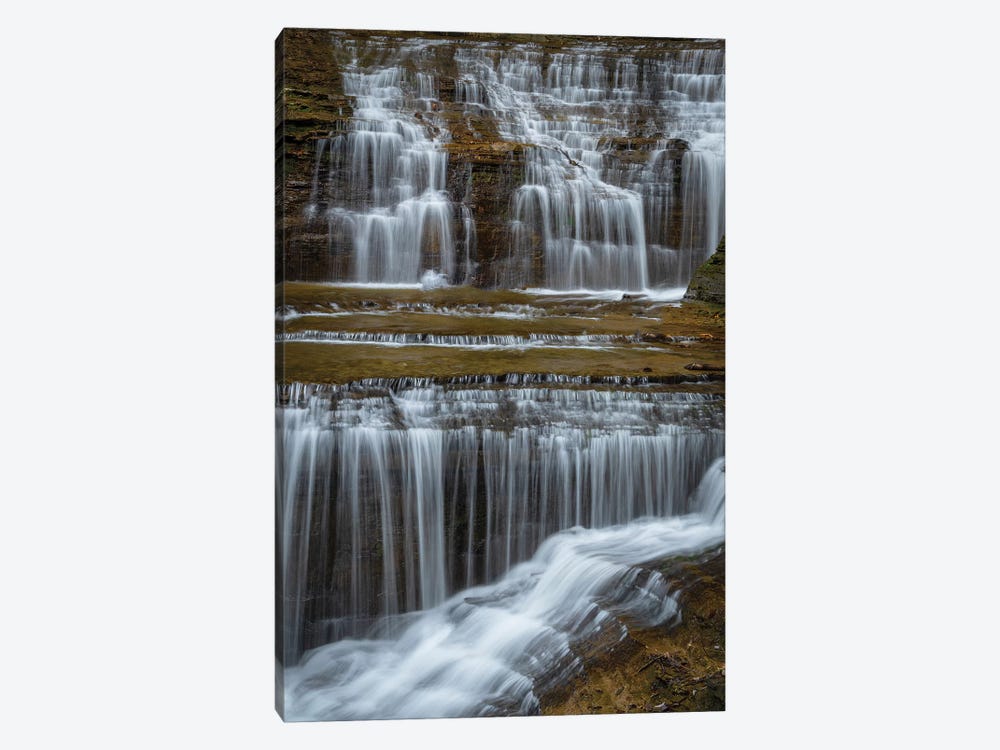 USA, New York, Watkins Glen. Waterfall cascade over rock.  by Jaynes Gallery 1-piece Canvas Art Print