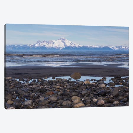 USA, Alaska, Kenai Peninsula. Seascape with Mount Redoubt and beach. Canvas Print #JYG76} by Jaynes Gallery Canvas Artwork