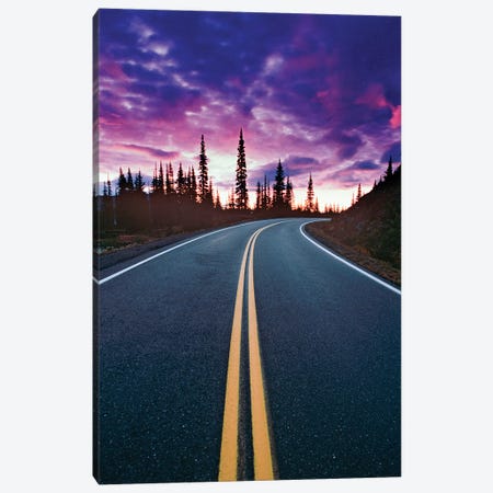 USA, Washington State, Mt. Rainier National Park. Road and clouds at sunset. Canvas Print #JYG778} by Jaynes Gallery Art Print