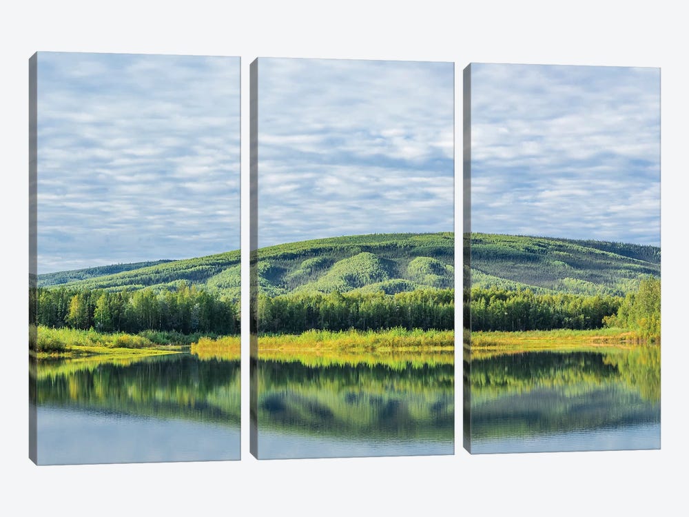 USA, Alaska, Olnes Pond. Landscape with pond reflection. by Jaynes Gallery 3-piece Canvas Print