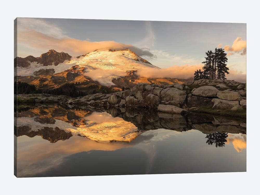 USA, Washington. Mt. Baker reflects in lake.  by Jaynes Gallery 1-piece Canvas Artwork
