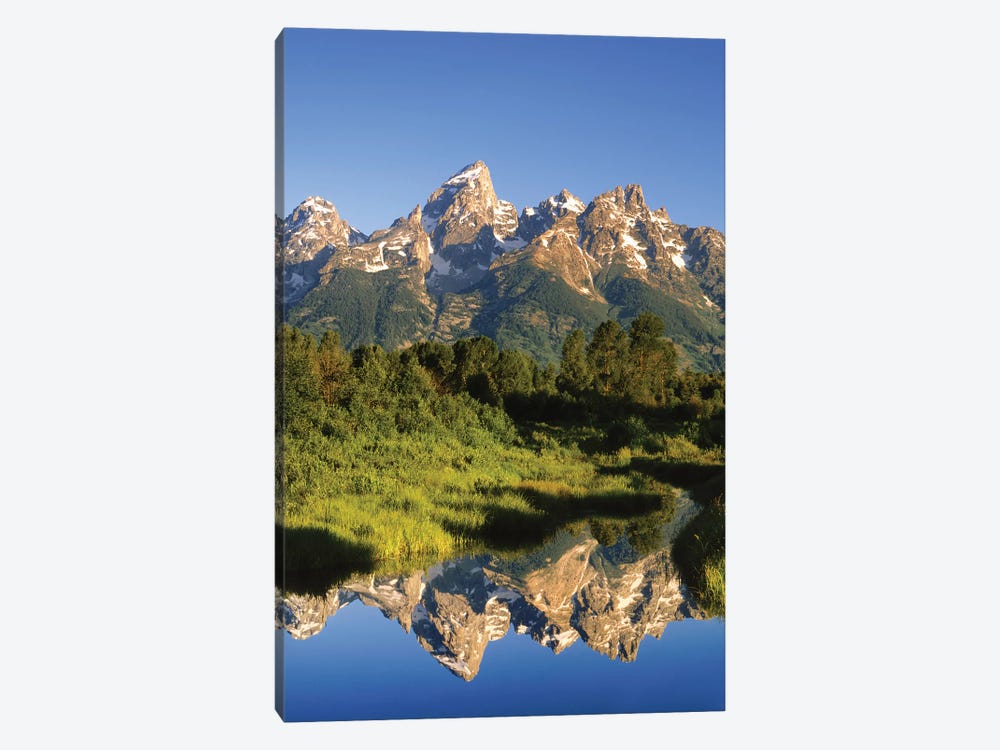 USA, Wyoming, Grand Teton National Park. Grand Tetons reflect in Snake River. by Jaynes Gallery 1-piece Art Print