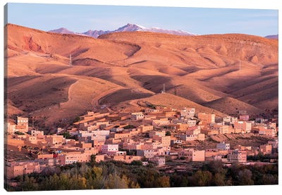 Africa, Morocco, Boumalne Dades. Town Amid Barren Landscape. Canvas Art Print - Morocco