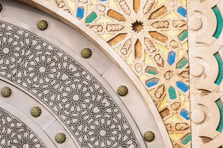 Africa, Morocco, Casablanca. Close-Up Of Designs On Mosque Exterior.