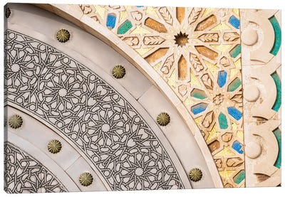 Africa, Morocco, Casablanca. Close-Up Of Designs On Mosque Exterior. Canvas Art Print - Moroccan Culture