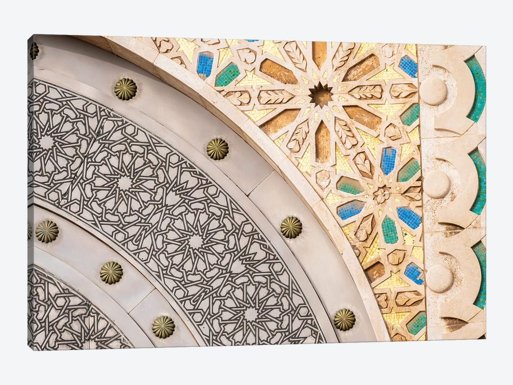 Africa, Morocco, Casablanca. Close-Up Of Designs On Mosque Exterior. by Jaynes Gallery 1-piece Canvas Print