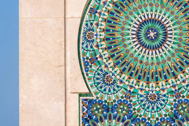 Close-Up Of Tile Designs On Mosque Exterior. Africa, Morocco, Casablanca