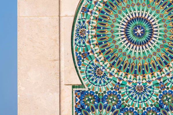 Moroccan Culture: Close-Up Of Tile Designs On Mosque Exterior. Africa, Morocco, Casablanca by Jaynes Gallery