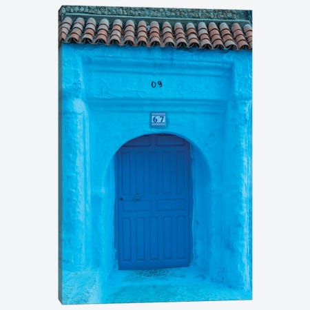 Africa, Morocco, Chefchaouen. Arch Over Wooden Door. Canvas Print #JYG813} by Jaynes Gallery Canvas Wall Art