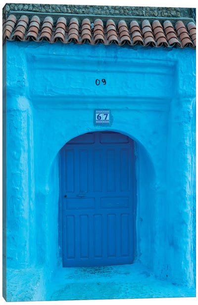 Africa, Morocco, Chefchaouen. Arch Over Wooden Door. Canvas Art Print - Morocco