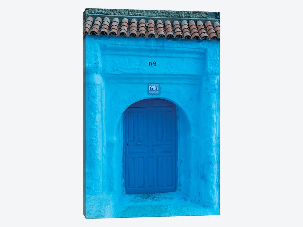 Africa, Morocco, Chefchaouen. Arch Over Wooden Door. by Jaynes Gallery 1-piece Canvas Print