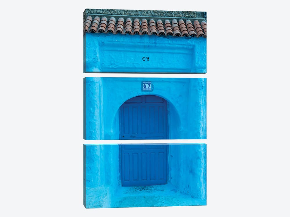 Africa, Morocco, Chefchaouen. Arch Over Wooden Door. by Jaynes Gallery 3-piece Canvas Art Print